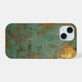 Copper Patina Rustic Metallic iPhone 15 Case (Achterkant horizontaal)