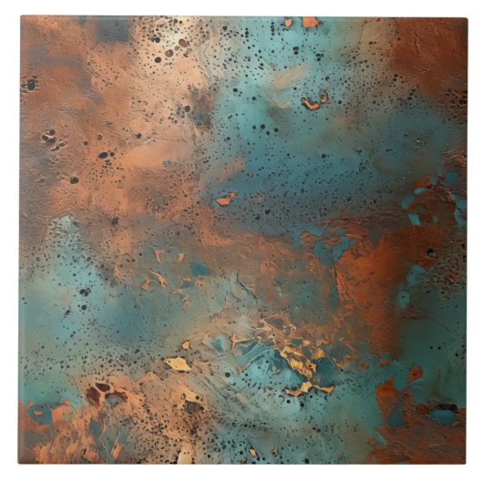 Copper Patina Rustic Metallic keramische tegel Tegeltje (Voorkant)