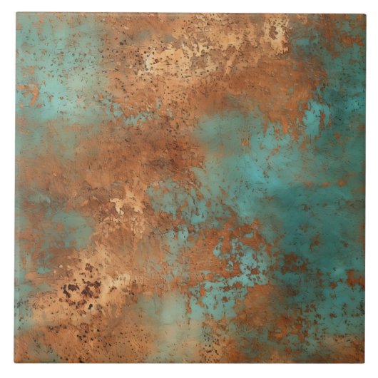 Copper Patina Rustic Metallic keramische tegel Tegeltje (Voorkant)