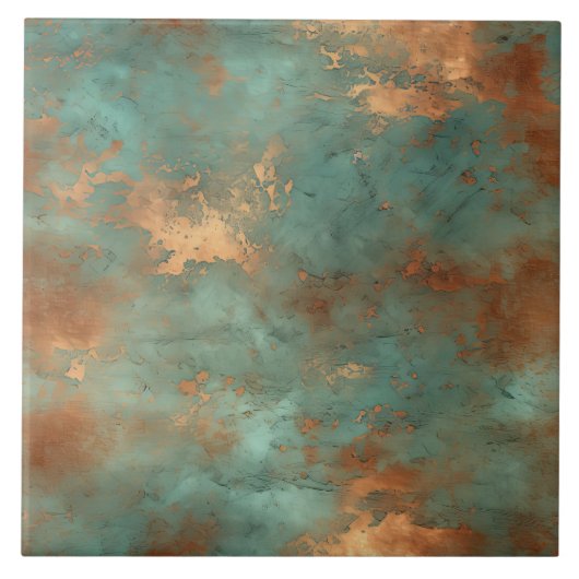 Copper Patina Rustic Metallic keramische tegel Tegeltje (Voorkant)