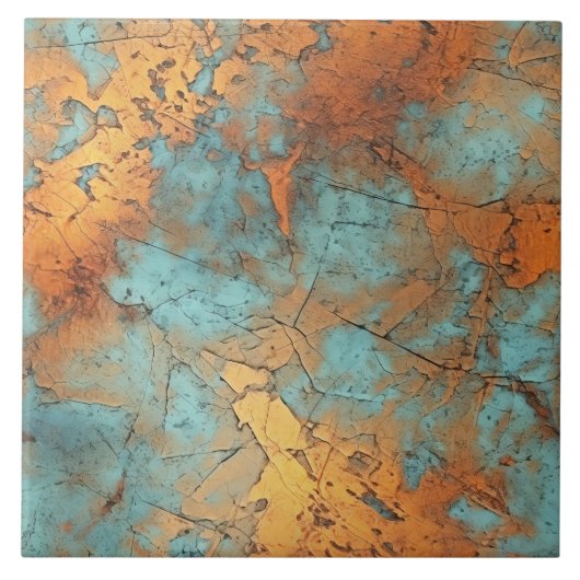 Copper Patina Rustic Metallic keramische tegel Tegeltje (Voorkant)