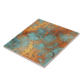 Copper Patina Rustic Metallic keramische tegel Tegeltje (Zijkant)