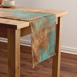 Copper Patina Rustic Metallic Korte Tafelloper