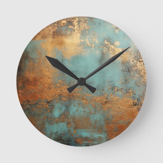 Copper Patina Rustic Ronde Klok (Voorkant)