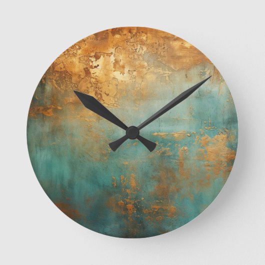 Copper Patina Rustic Ronde Klok (Voorkant)