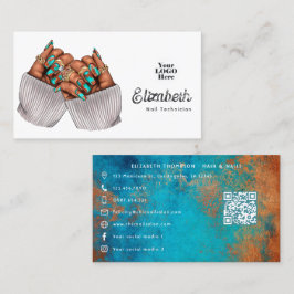 Copper Patina Turquoise Grunge Zwart Vrouw Salon Visitekaartje