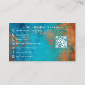 Copper Patina Turquoise Grunge Zwart Vrouw Salon Visitekaartje (Achterkant)