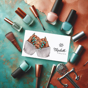 Copper Patina Turquoise Grunge Zwart Vrouw Salon Visitekaartje