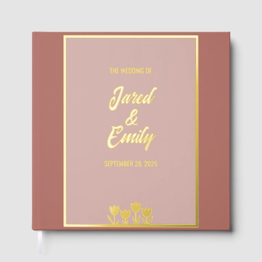 Copper Penny Floral Wedding Folie Gastboek Gastenboek (Voorkant)