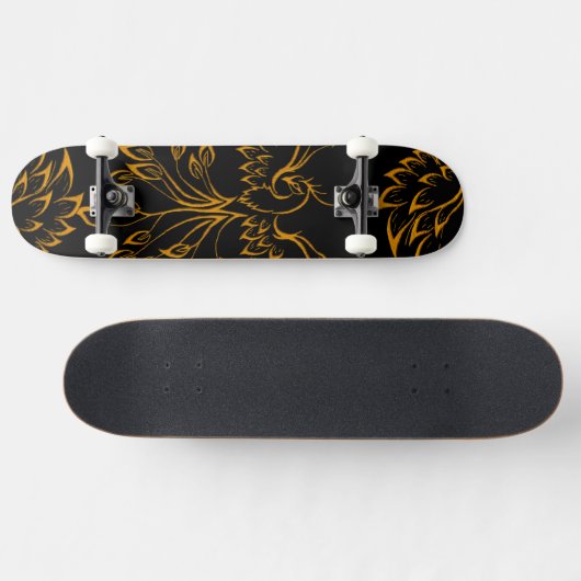 Copper Phoenix stijgt op zwart 2 Persoonlijk Skateboard (Horizontaal)