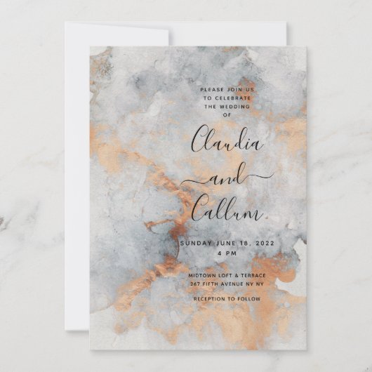 Copper Quarry Wedding Invitation Suite Kaart (Voorkant)