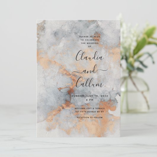 Copper Quarry Wedding Invitation Suite Kaart (Staand voorkant)