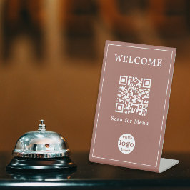 Copper Restaurant Café Menu QR Code Zakelijk Logo Reclamebord Met Voetstuk