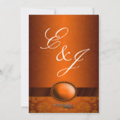 Copper Ribbon Damask Wedding Invitation Kaart (Achterkant)