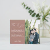 Copper Roos Calligraphy Weddenschap Foto bedankt (Staand voorkant)