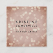 Copper Roos Gold Bokeh Square Vierkante Visitekaartje (Voorkant)