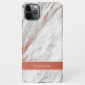 Copper | Roos Gold Glitter Marble Monogram iPhone Hoesje (Achterkant)