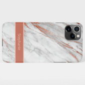 Copper | Roos Gold Glitter Marble Monogram iPhone Hoesje (Achterkant horizontaal)