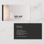 Copper Roos Gold Stripe Square Monogram Visitekaartje (Voorkant / Achterkant)