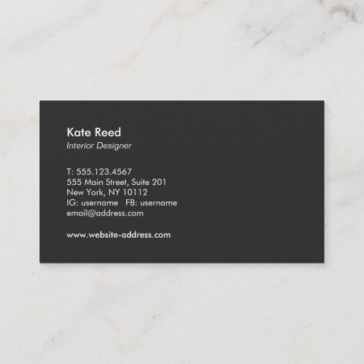 Copper Roos Gold Stripe Square Monogram Visitekaartje (Achterkant)