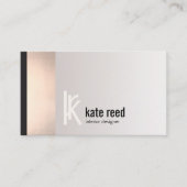Copper Roos Gold Stripe Square Monogram Visitekaartje (Voorkant)