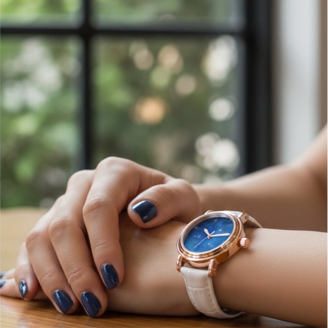 Copper Rose Gold Snowflake Women's Analog Watch Horloge (Creator heeft geüpload)