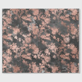Copper RoseGrey Graphite Floral Grungy Shabby Chic Cadeaupapier (Vlak)