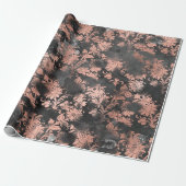 Copper RoseGrey Graphite Floral Grungy Shabby Chic Cadeaupapier (Uitgerold)