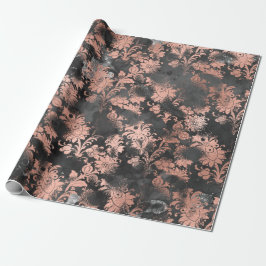 Copper RoseGrey Graphite Floral Grungy Shabby Chic Cadeaupapier