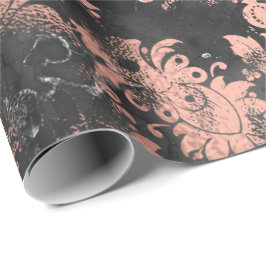 Copper RoseGrey Graphite Floral Grungy Shabby Chic Cadeaupapier