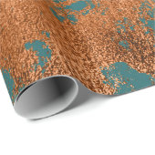 Copper Rust Blauwgroen Patina Metallic Abstract El Cadeaupapier (Rol Hoek)