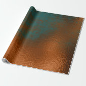 Copper Rust Blauwgroen Patina Metallic Glass Abstr Cadeaupapier (Uitgerold)