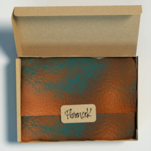 Copper Rust Blauwgroen Patina Metallic Glass Abstr Cadeaupapier