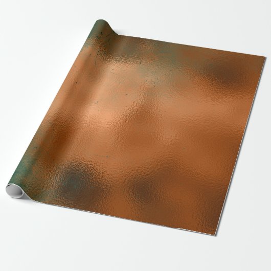 Copper Rust Blauwgroen Patina Metallic Grungy Abst Cadeaupapier (Uitgerold)