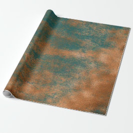 Copper Rust Blauwgroen Patina Metallic Urban Abstr Cadeaupapier