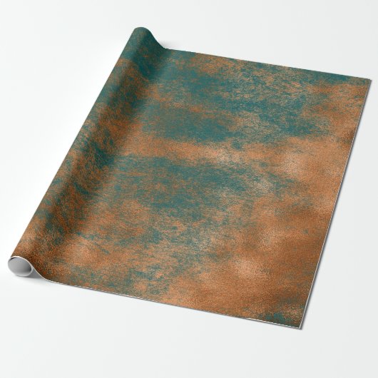 Copper Rust Blauwgroen Patina Metallic Urban Abstr Cadeaupapier (Uitgerold)