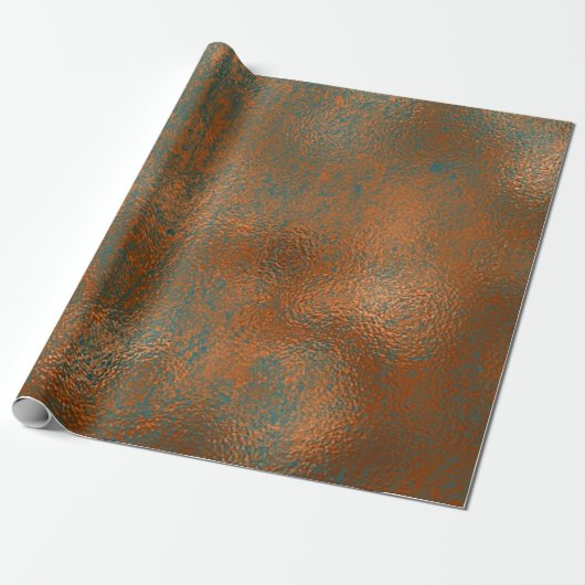 Copper Rust Blue Patina Metallic Abstracte Lux Cadeaupapier (Uitgerold)