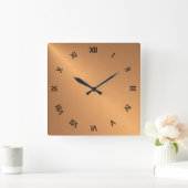 Copper Shine Black Roman Numerals Vierkante Klok (Huis)