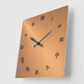 Copper Shine Black Roman Numerals Vierkante Klok (Hoek)