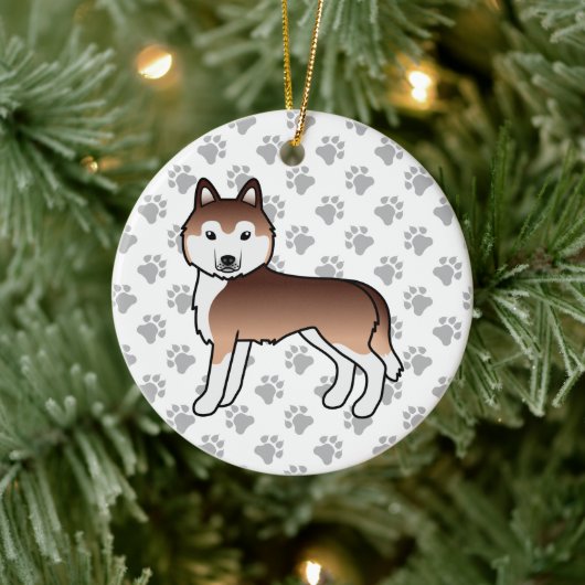 Copper Siberian Husky Cute Cartoon Dog Keramisch Ornament (Boom)