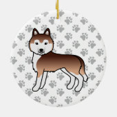 Copper Siberian Husky Cute Cartoon Dog Keramisch Ornament (Achterkant)