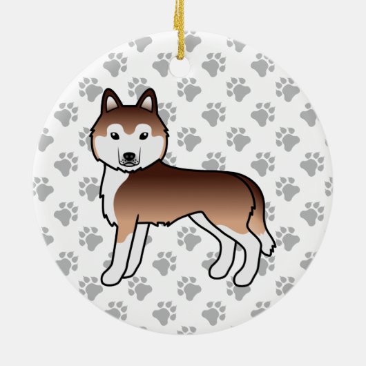 Copper Siberian Husky Cute Cartoon Dog Keramisch Ornament (Achterkant)