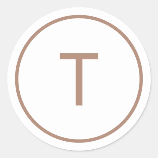 Copper Simple Modern Monogram Christmas Envelope Ronde Sticker (Voorkant)