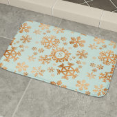Copper Snowflake Monogram Robin Egg Blue Bath Mat