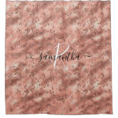 Copper Sparkle Glitter Disco Ball Monogram Douchegordijn (Voorkant)