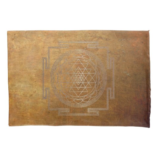 Copper Sri Yantra - Pillow Hoesje Kussensloop (Voorkant)