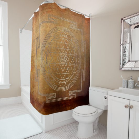 Copper Sri Yantra - Shower Curtain Douchegordijn (In situ)