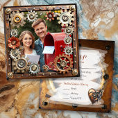 Copper Steampunk Gepersonaliseerde Wedding RSVP Save The Date