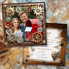 Copper Steampunk Gepersonaliseerde Wedding RSVP Save The Date