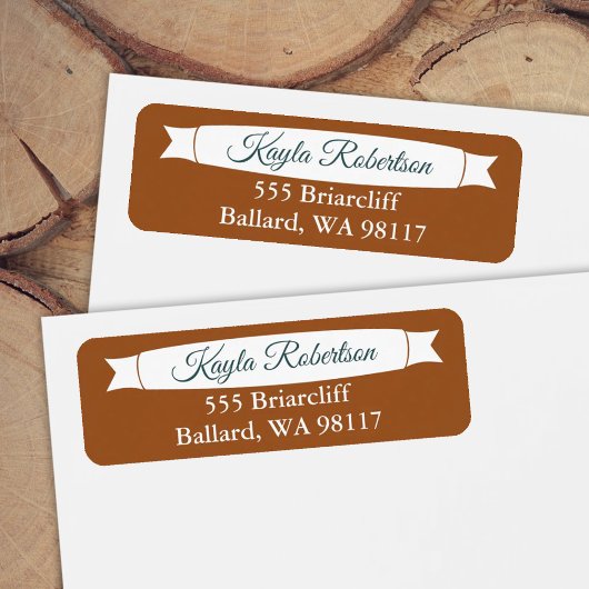 Copper & Teal Green Address Label with Banner